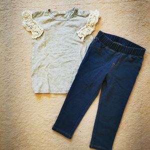 4/25 Little girl t shirt and leggings set